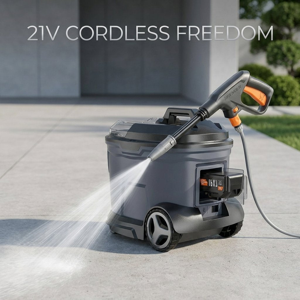 Cordless High Pressure Washer with Drum Trolley 21V - BAS Kuwait Bab Al Saif 