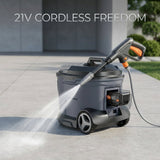 Cordless High Pressure Washer with Drum Trolley 21V - BAS Kuwait Bab Al Saif 