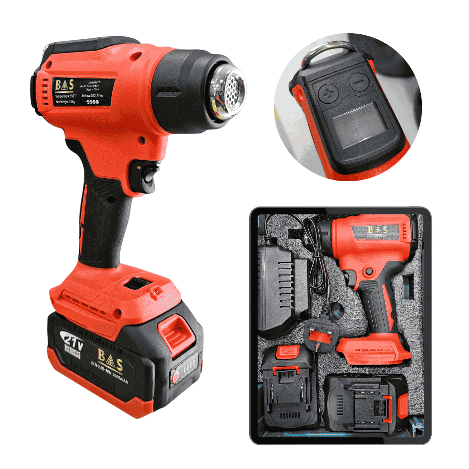 Cordless Hot Air Gun with Digital display I heat Gun 20v - BAS Kuwait Bab Al Saif Red Standard 