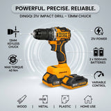 Cordless Impact Drill 21V With 2 Batteries DINGQI BRAND - BAS Kuwait Bab Al Saif 