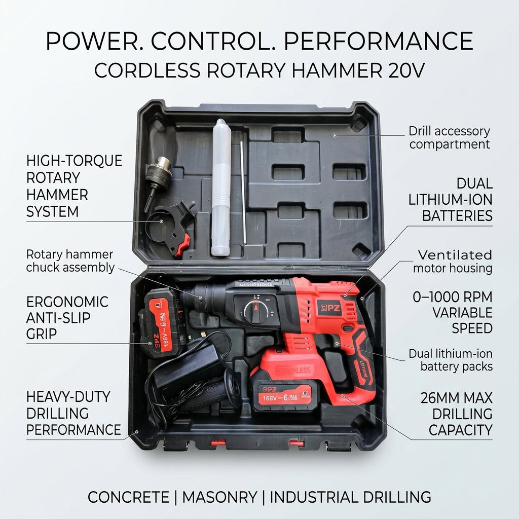 Cordless Rotary Hammer 20 V with 2 batteries - BAS Kuwait Bab Al Saif 
