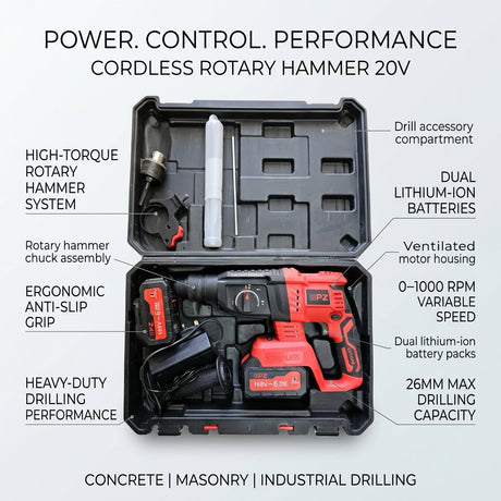 Cordless Rotary Hammer 20 V with 2 batteries - BAS Kuwait Bab Al Saif 