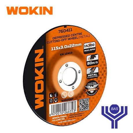 Depressed centre cutting off wheel (METAL) Wokin Brand - BAS Kuwait Bab Al Saif Standard 230 X 3 X 22.2 Mm 