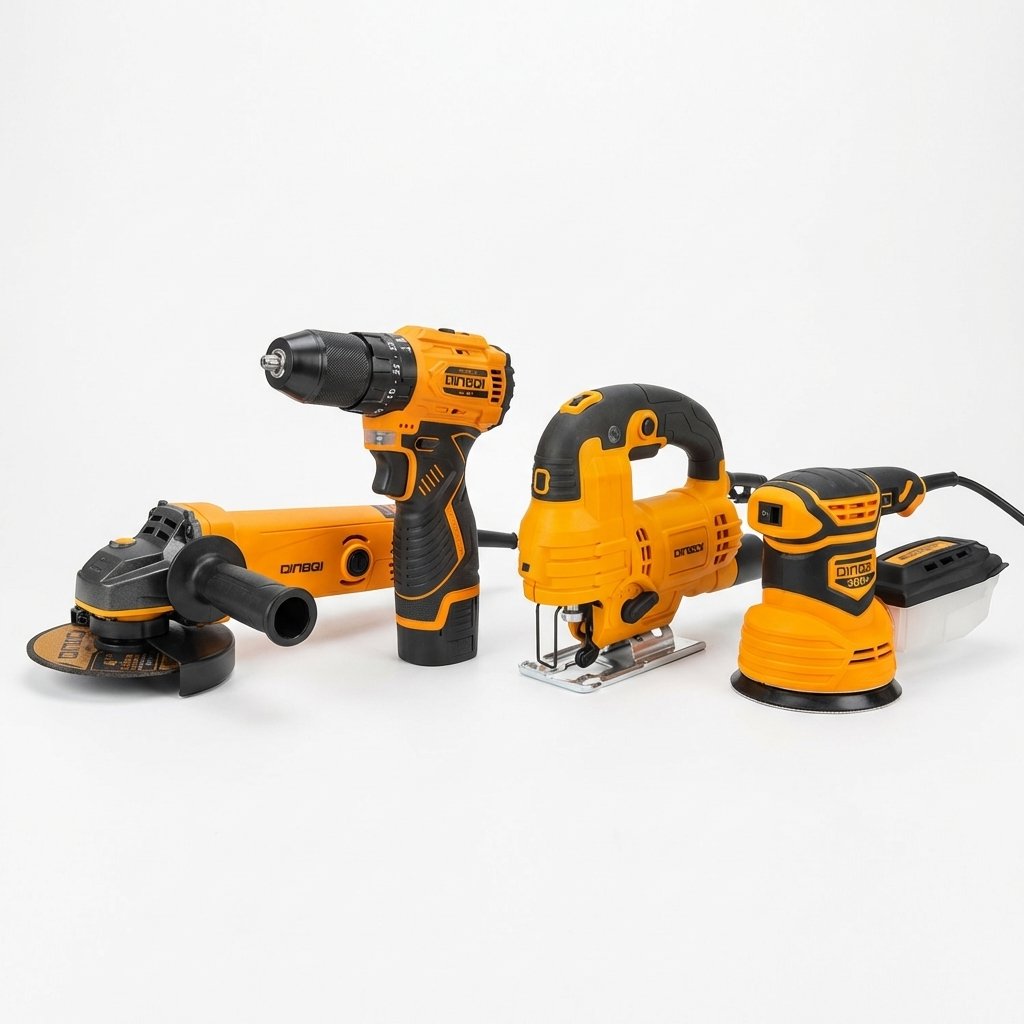 Dingqi 4-Piece Power Tool Combo Set – Drill, Grinder, Jig Saw & Sander - BAS Kuwait Bab Al Saif 