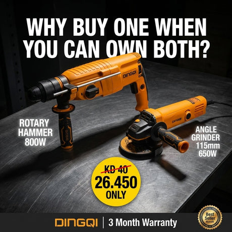 Dingqi 800W Rotary Hammer + 650W Angle Grinder Combo - BAS Kuwait Bab Al Saif 