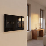 Double roller shutter smart curtain switch installed on a modern wall