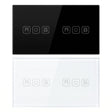 Double roller shutter smart curtain switch in black and white glass panel - Bab Al Saif Kuwait