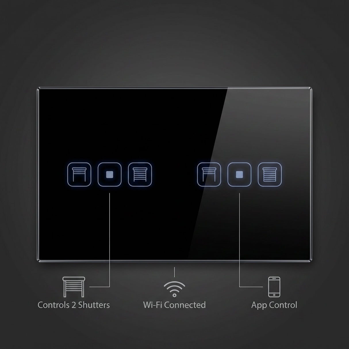 Double roller shutter smart switch features - controls 2 shutters, WiFi connected, app control