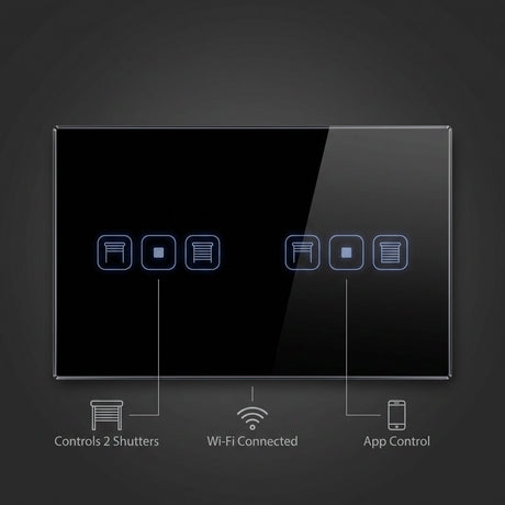 Double roller shutter smart switch features - controls 2 shutters, WiFi connected, app control