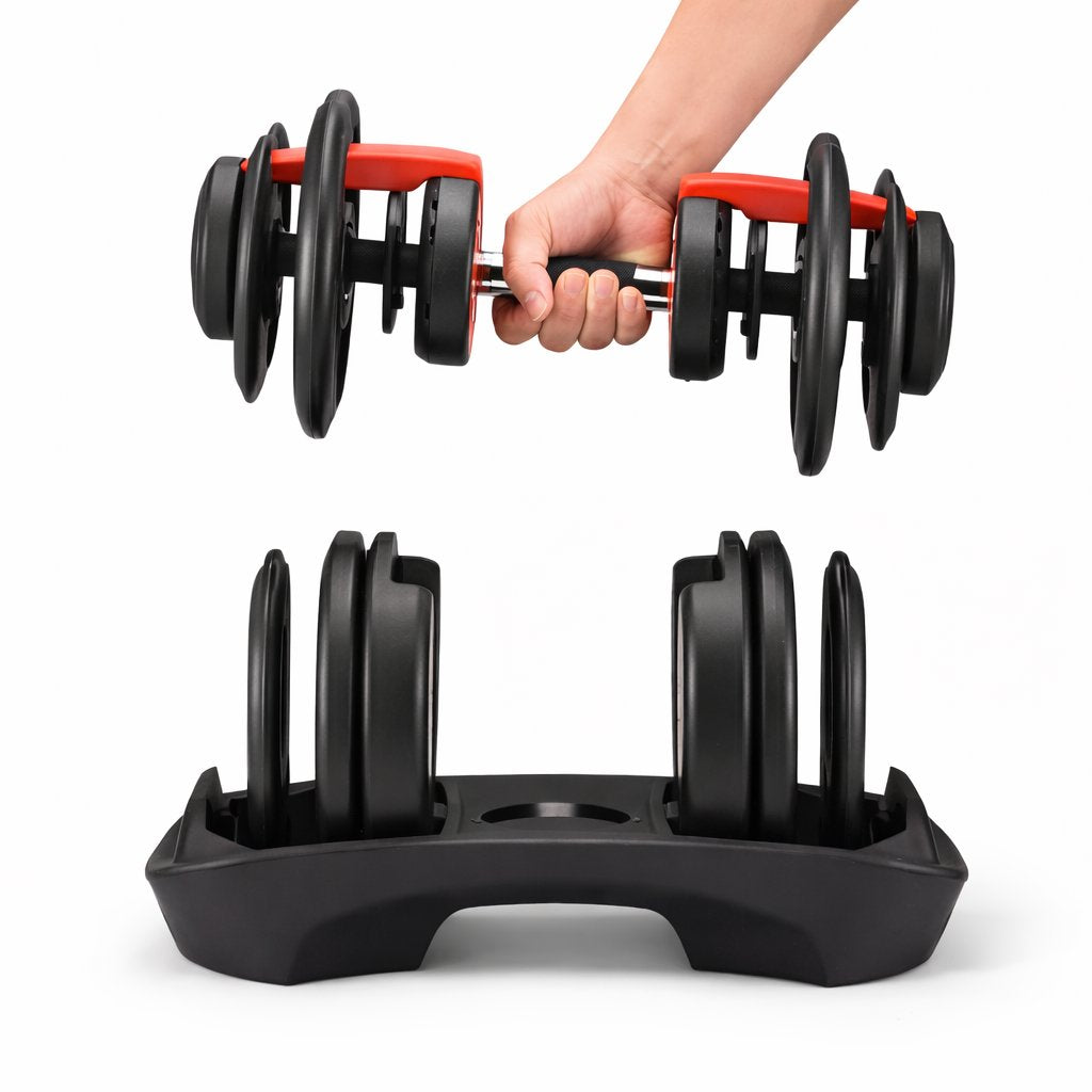 Dumbbell Adjustable Set 24kg Rubber – High-Quality Free Weights for Home Gym & Fitness Training - BAS Kuwait Bab Al Saif 