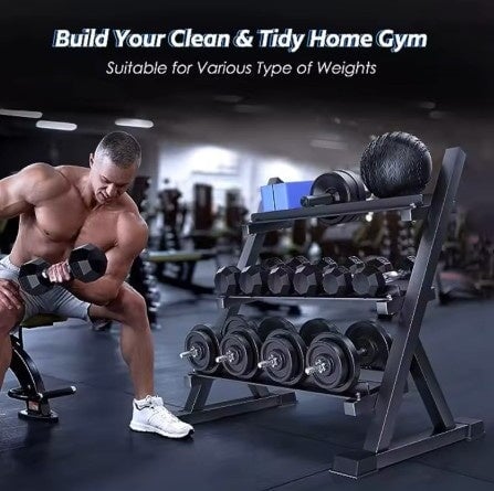 Dumbbells stand I 3 Tier Gym Weights rack 300kg Capacity - BAS Kuwait Bab Al Saif 