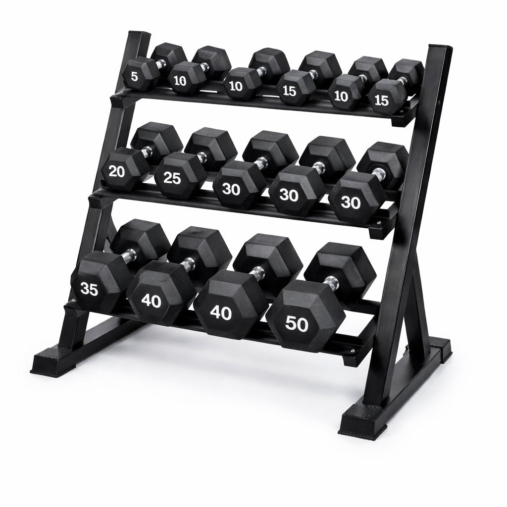 Dumbbells stand I 3 Tier Gym Weights rack 300kg Capacity - BAS Kuwait Bab Al Saif 