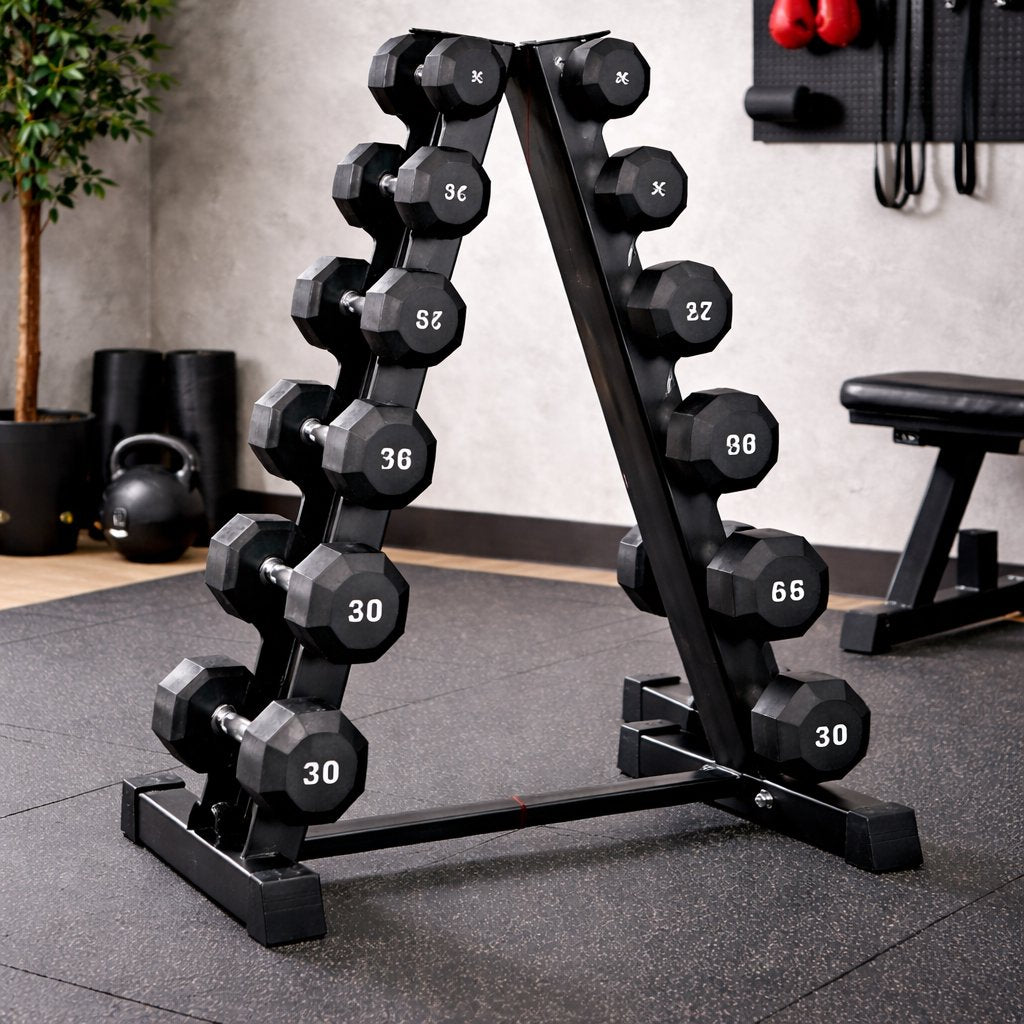 Dumbbells stand I 6 Pair Gym Weights rack 200Kg Capacity - BAS Kuwait Bab Al Saif 