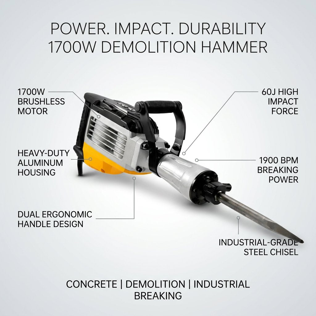 Electric Demolition Hammer Drill 1700W DINGQI BRAND - BAS Kuwait Bab Al Saif 