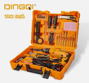 Electric Drill 710W with Tools Set 44pc Dingqi Brand - BAS Kuwait Bab Al Saif Orange Standard 