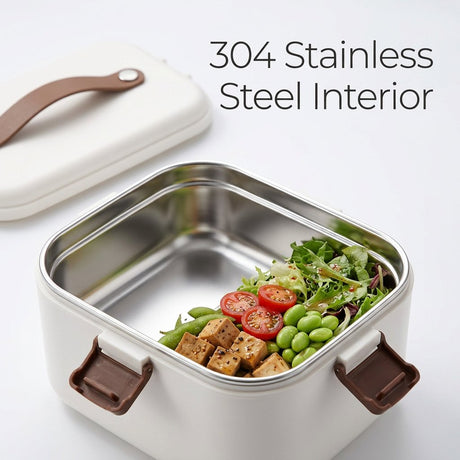 Electric Heating Lunch Box Stainless Steel 3 in 1 Office School 300W - BAS Kuwait Bab Al Saif 
