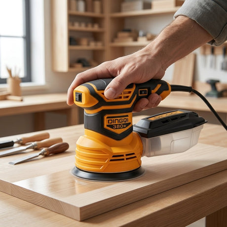 Electric Orbital Sander 380W & Polisher Round Set High-Power 122mm - Ideal for Wood, Wall, and Floor Sanding DINGQI BRAND - BAS Kuwait Bab Al Saif 