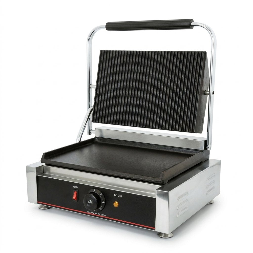 Electric Panini Grill Single Plate Full Flat 220V - BAS Kuwait Bab Al Saif 