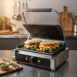 Electric Panini Grill Single Plate Full Flat 220V - BAS Kuwait Bab Al Saif 