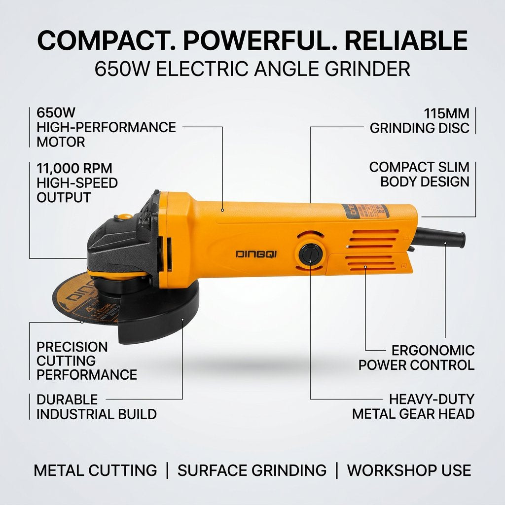 Electric Power Angle Grinder 650W 115mm DINGQI BRAND - BAS Kuwait Bab Al Saif 