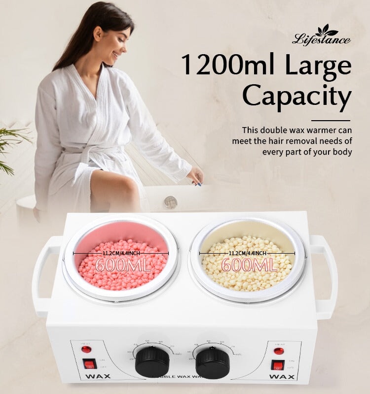 Electric Wax Heater Double Pot 1200ml - BAS Kuwait Bab Al Saif 