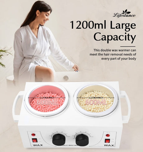 Electric Wax Heater Double Pot 1200ml - BAS Kuwait Bab Al Saif 