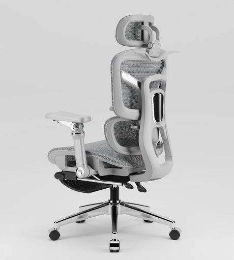 Ergonomic Office Chair with Footrest | Full Mesh, Lumbar Support, Reclining - BAS Kuwait Bab Al Saif 