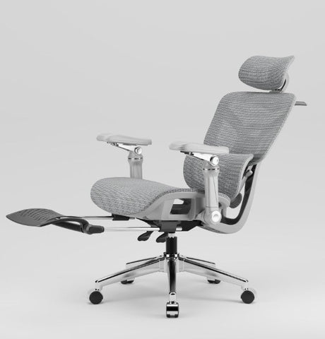 Ergonomic Office Chair with Footrest | Full Mesh, Lumbar Support, Reclining - BAS Kuwait Bab Al Saif 