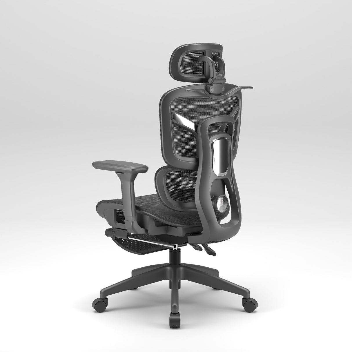Ergonomic Office Chair with Footrest | Full Mesh, Lumbar Support, Reclining - BAS Kuwait Bab Al Saif 