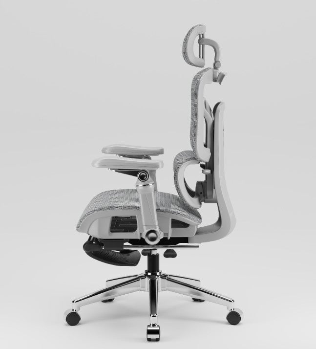 Ergonomic Office Chair with Footrest | Full Mesh, Lumbar Support, Reclining - BAS Kuwait Bab Al Saif 