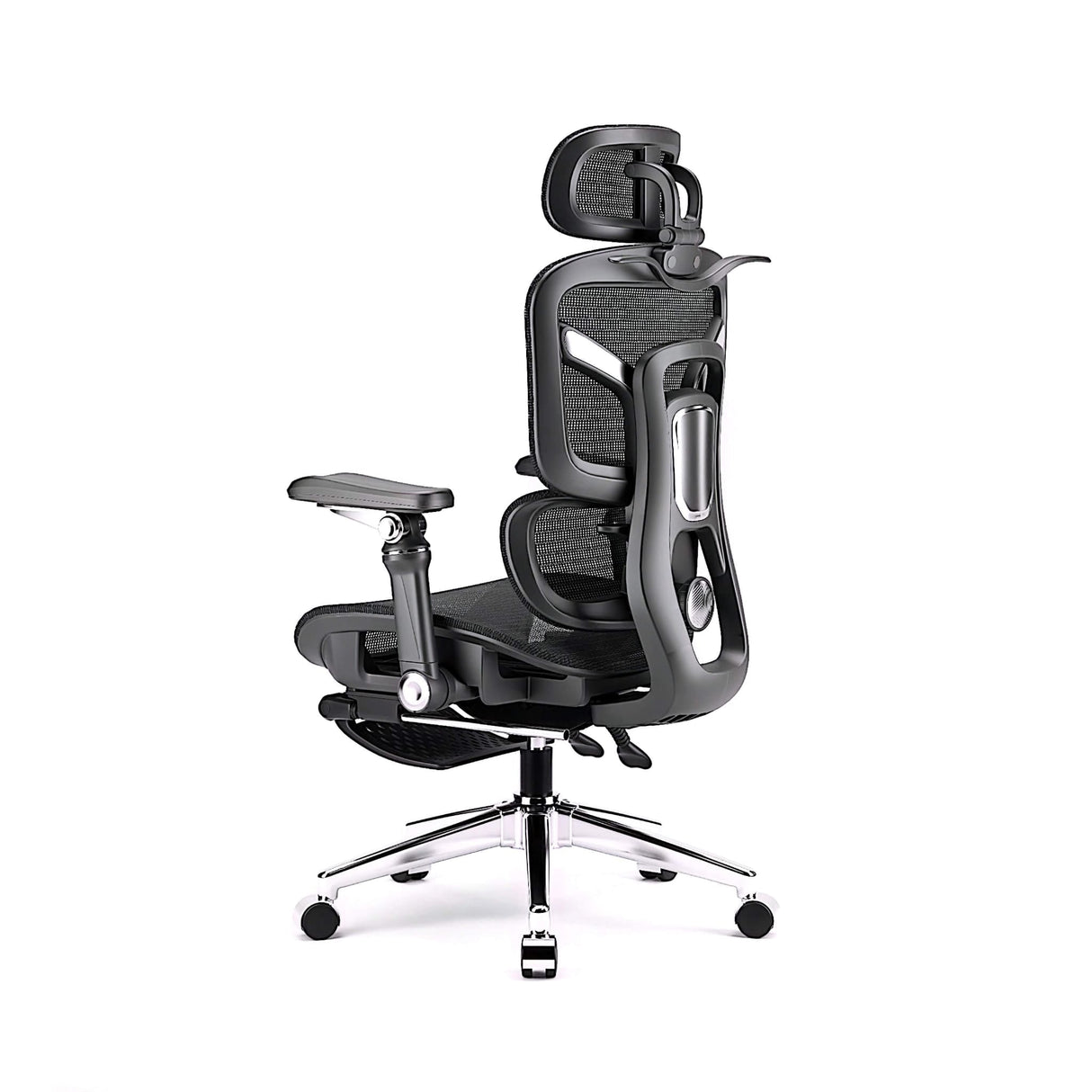 Ergonomic Office Chair with Footrest | Full Mesh, Lumbar Support, Reclining - BAS Kuwait Bab Al Saif 