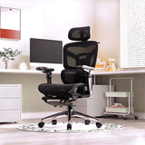 Ergonomic Office Chair with Footrest | Full Mesh, Lumbar Support, Reclining - BAS Kuwait Bab Al Saif 