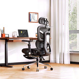 Ergonomic Office Chair with Footrest | Full Mesh, Lumbar Support, Reclining - BAS Kuwait Bab Al Saif 