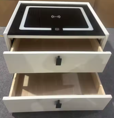 Modern Smart Bedside Table with Wireless Charging & Fingerprint Unlock - BAS Kuwait