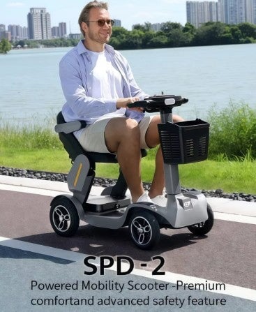 Foldable 4-Wheel Electric Mobility Chair Scooter Foldable – 350W Detachable Seat 60km Range Digital Screen - BAS Kuwait Bab Al Saif 