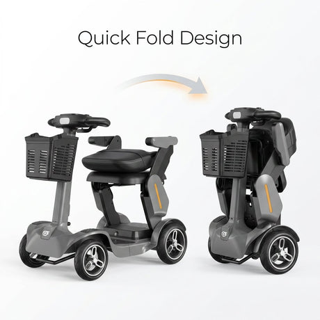 Foldable 4-Wheel Electric Mobility Chair Scooter Foldable – 350W Detachable Seat 60km Range Digital Screen - BAS Kuwait Bab Al Saif 