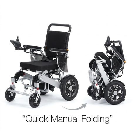 Foldable Aluminium Electric Mobility Chair with Remote Control 150kg capacity | Dual 250W Motors - BAS Kuwait Bab Al Saif 