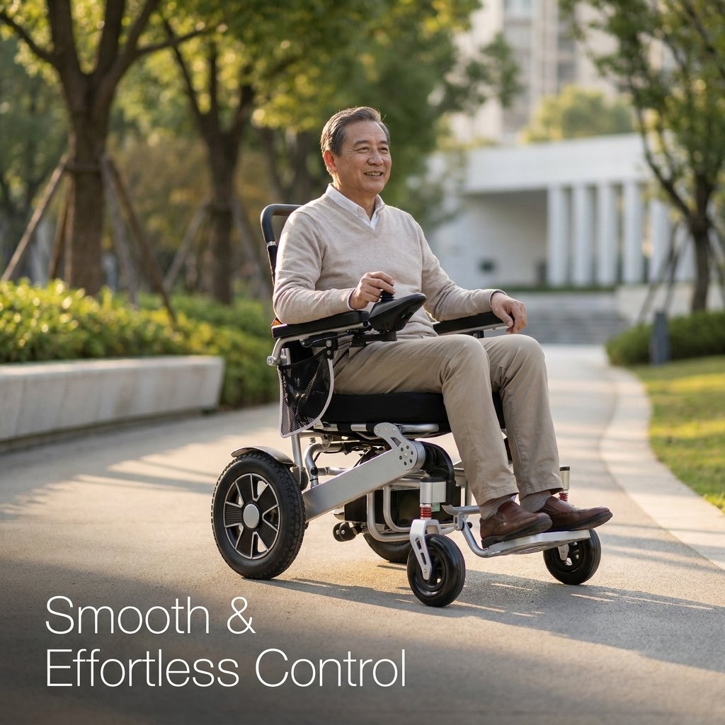 Foldable Aluminium Electric Mobility Chair with Remote Control 150kg capacity | Dual 250W Motors - BAS Kuwait Bab Al Saif 