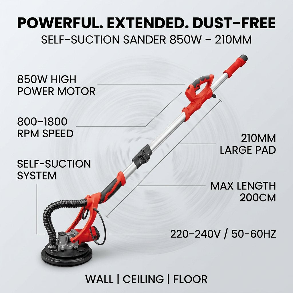 Foldable Drywall Sander Electric 850W | Handheld Self-Suction Floor & Wall Sander – BAS Kuwait Bab Al Saif 