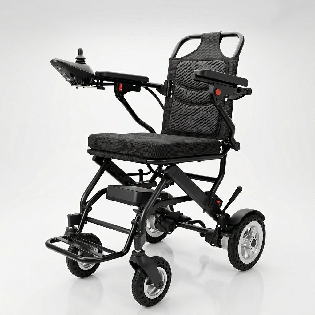 Foldable Electric Mobility Chair with Remote Control 120kg capacity | Lightweight Aluminium Travel Chair - BAS Kuwait Bab Al Saif 