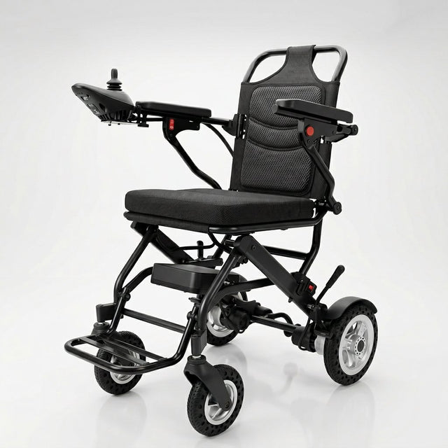 Foldable Electric Mobility Chair with Remote Control 120kg capacity | Lightweight Aluminium Travel Chair - BAS Kuwait Bab Al Saif 