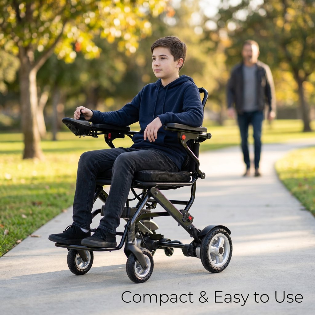 Foldable Electric Mobility Chair with Remote Control | Lightweight Travel Scooter - BAS Kuwait Bab Al Saif 