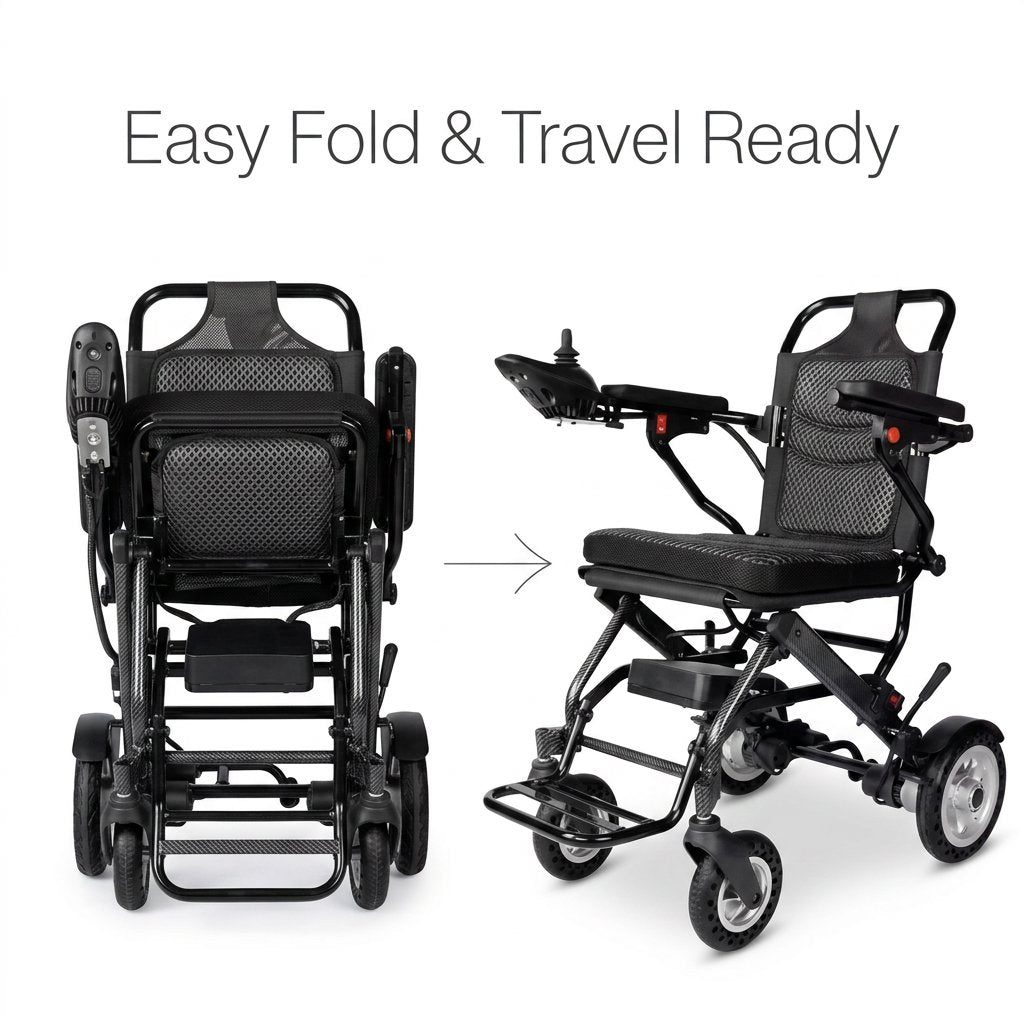 Foldable Electric Mobility Chair with Remote Control | Lightweight Travel Scooter - BAS Kuwait Bab Al Saif 
