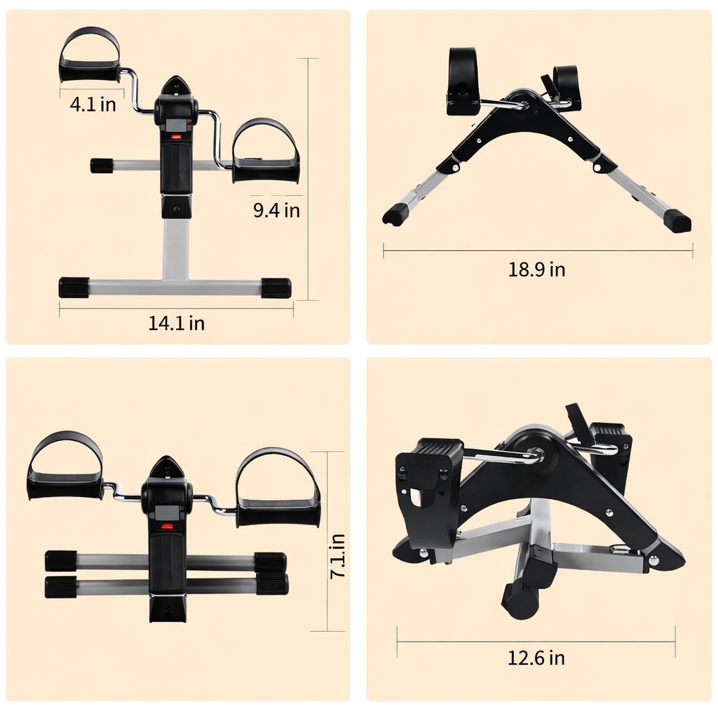 Foldable Exercise bike Mini Feet Exercise Pedal Bike Workout Fitness Machine - BAS Kuwait Bab Al Saif 
