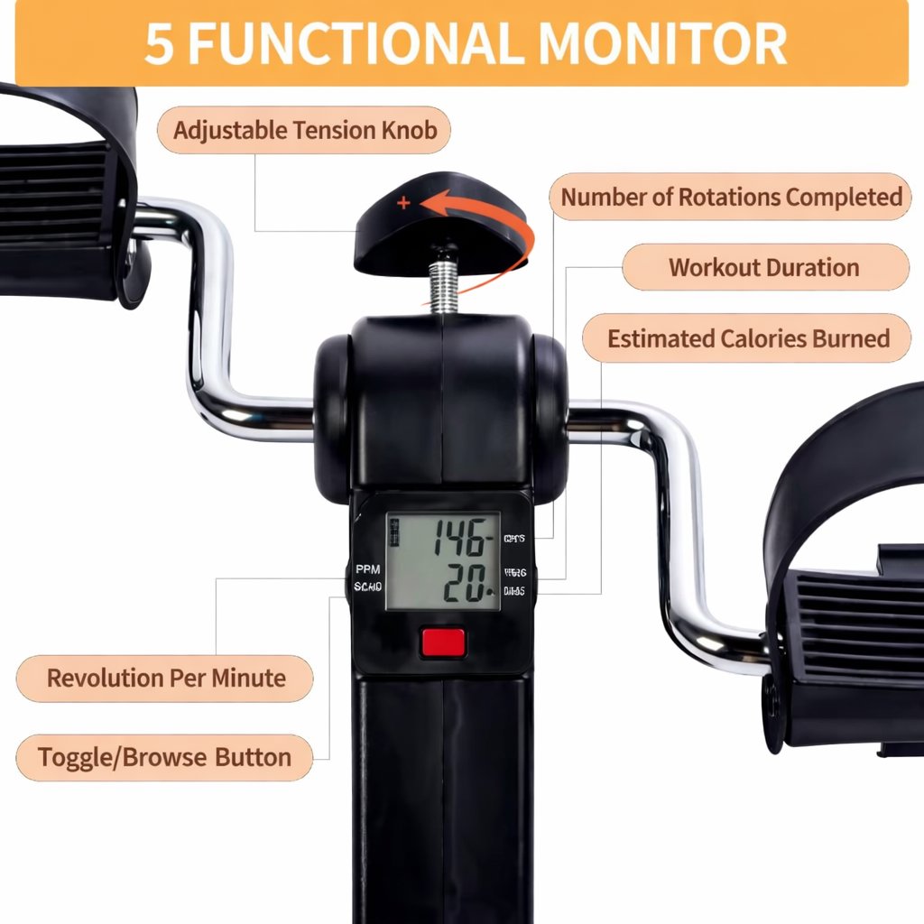 Foldable Exercise bike Mini Feet Exercise Pedal Bike Workout Fitness Machine - BAS Kuwait Bab Al Saif 