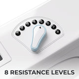 Close-up of the magnetic resistance dial showing 8 selectable levels
