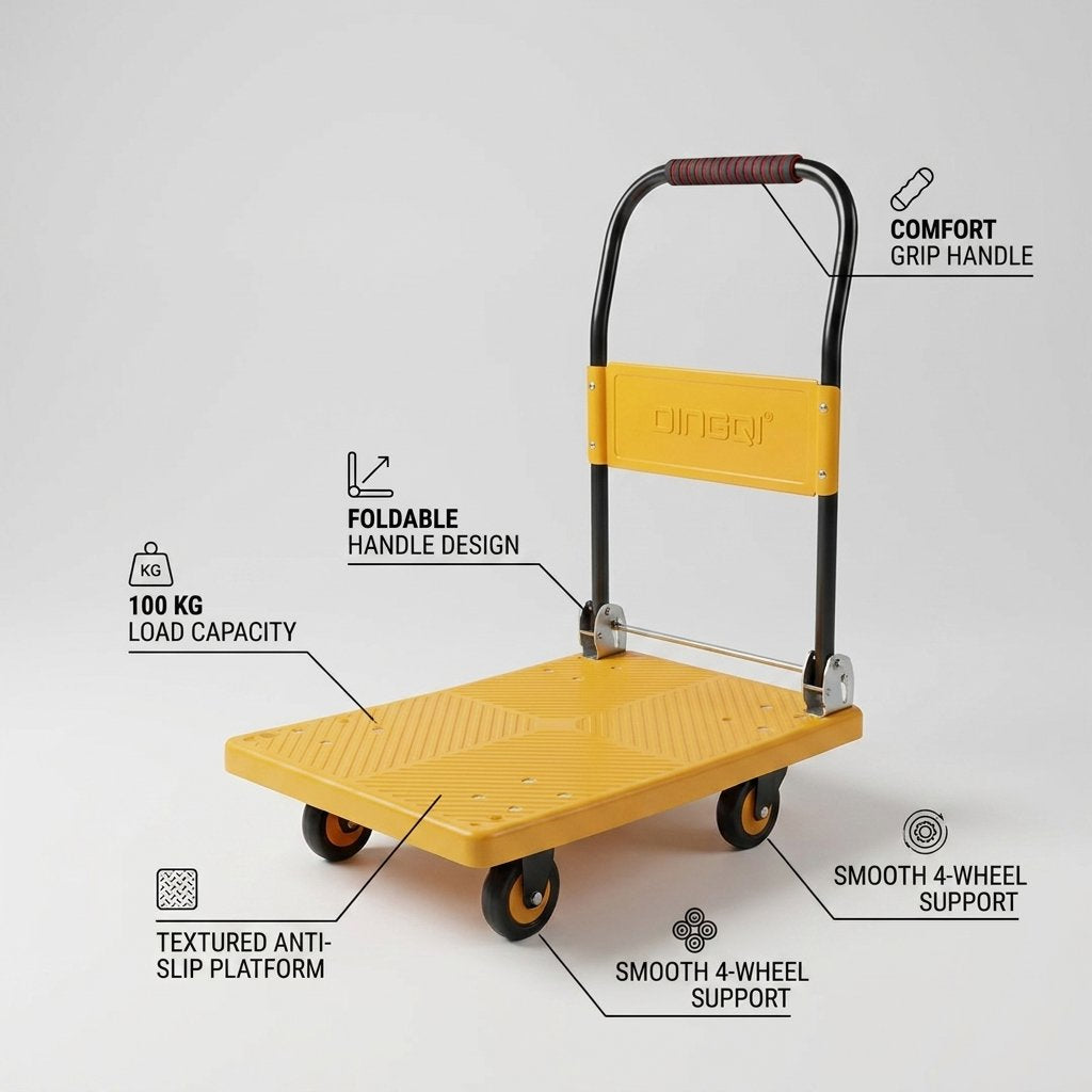 Foldable Hand Trolley 100 Kg / platform Hand Truck Dingqi Brand - BAS Kuwait Bab Al Saif 