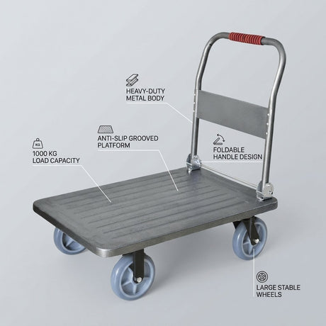 Foldable Hand Trolley 1000 Kg / 110 x65cm platform Hand Truck - BAS Kuwait Bab Al Saif 