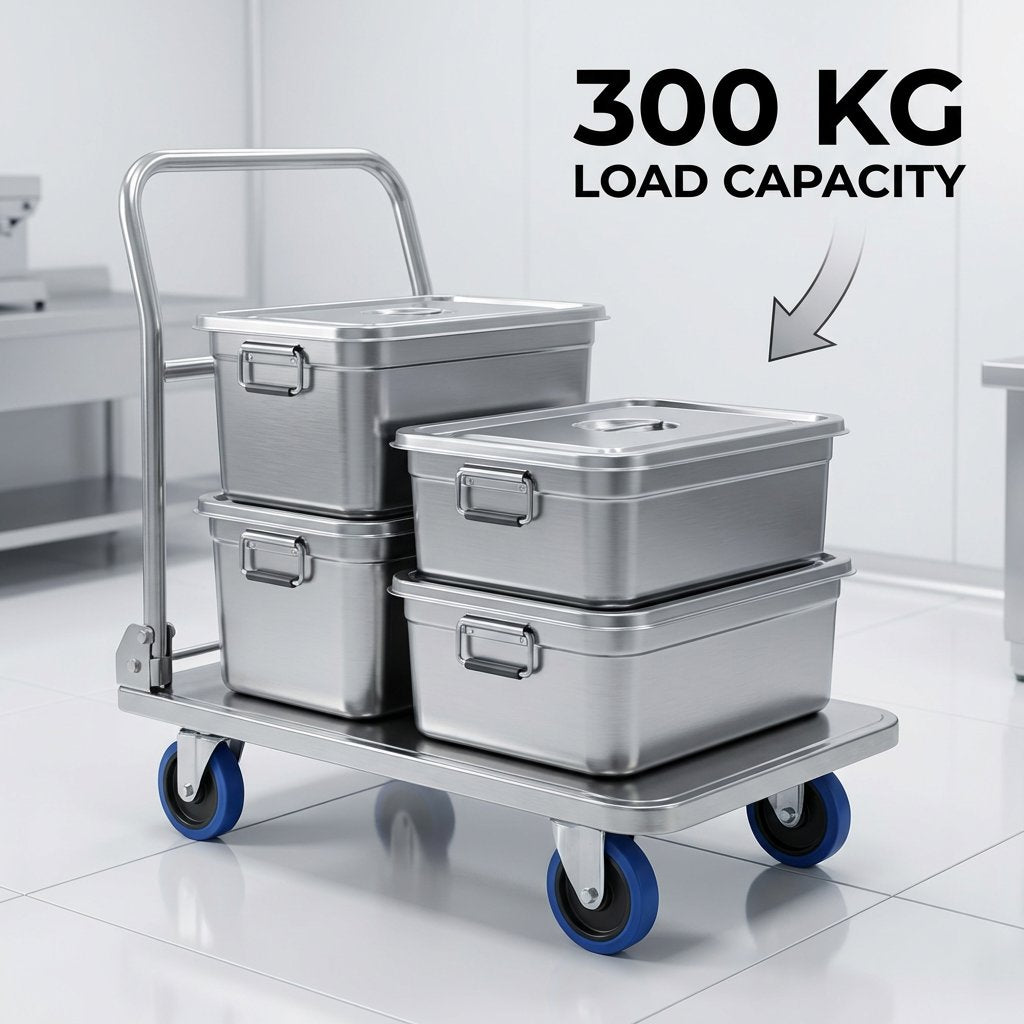 Foldable Hand Trolley 300 Kg Stainless Steel grade 304 / platform Hand Truck food grade - BAS Kuwait Bab Al Saif 