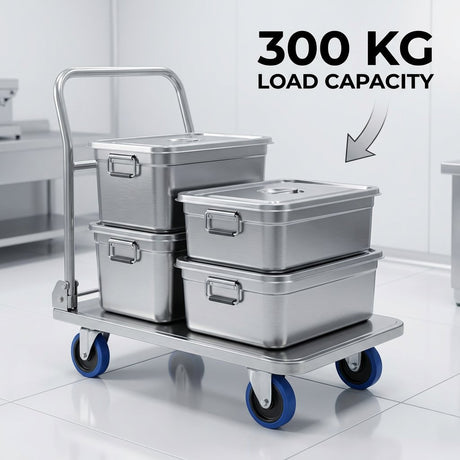 Foldable Hand Trolley 300 Kg Stainless Steel grade 304 / platform Hand Truck food grade - BAS Kuwait Bab Al Saif 